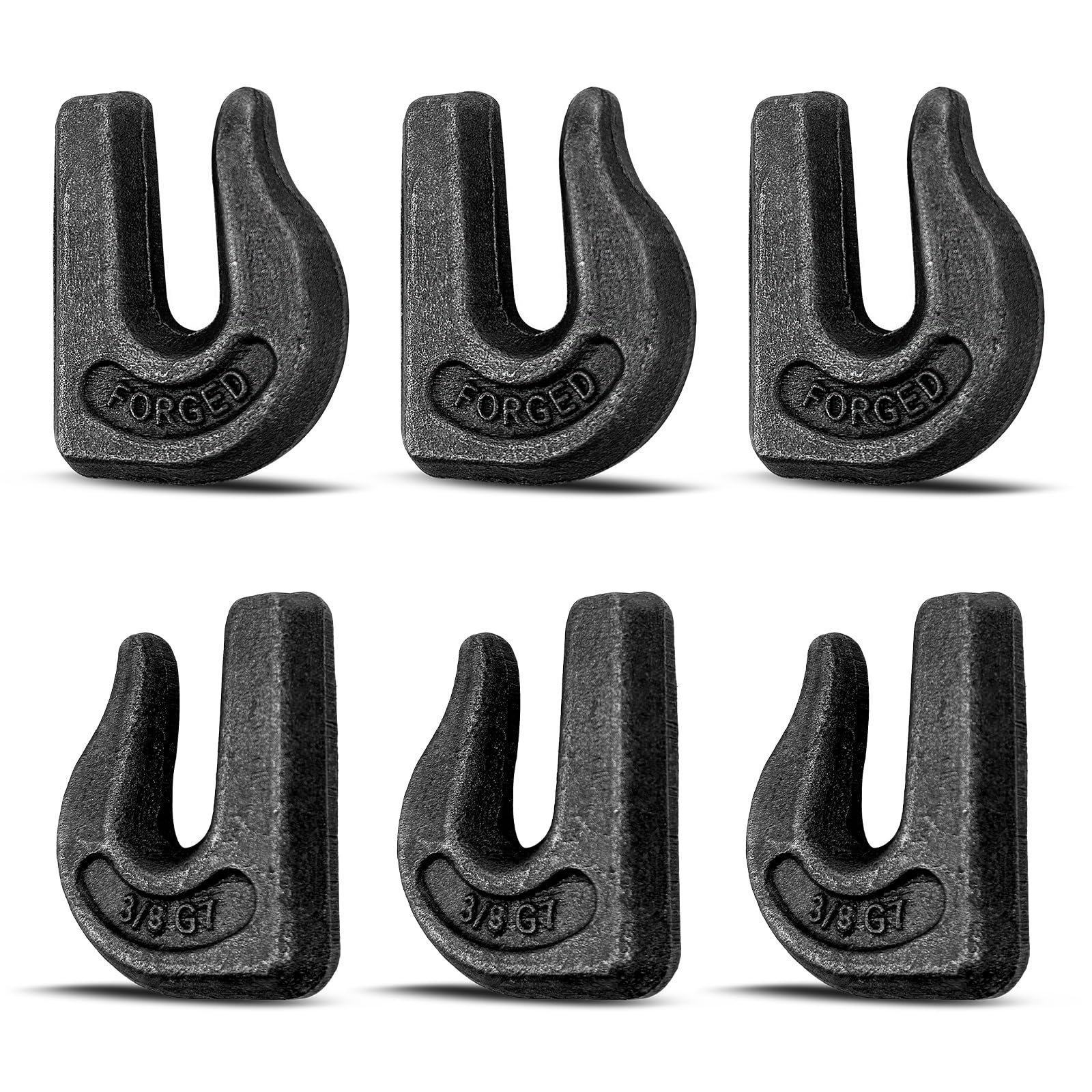 Cheardia 6 Pack 3/8'' Weld on Grab Hook, Heavy Duty Tractor Chain Hooks, G70 Grade Utility Hook Weldable for Trailer Truck, Forklift, Car, RV, Rigging