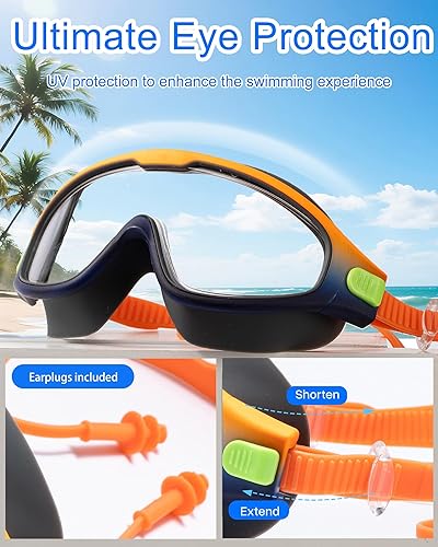 Miniatura 2 de seasprint Swim Goggles for Kids 6-12, Wide View Anti-Fog UV Protection No Leaking,Boys Girls Youth Swimming Goggles