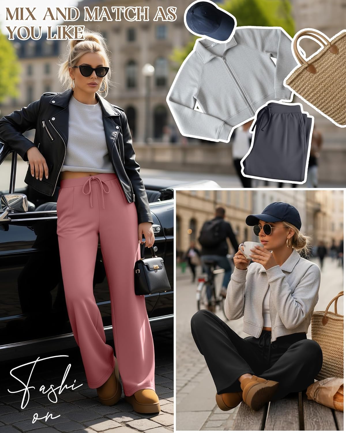 3 Pack Women's Wide Leg Lounge Pants, Loose Drawstring Yoga Sweatpants with Pockets Casual Cozy Pajama Jogger Pants - Image 3