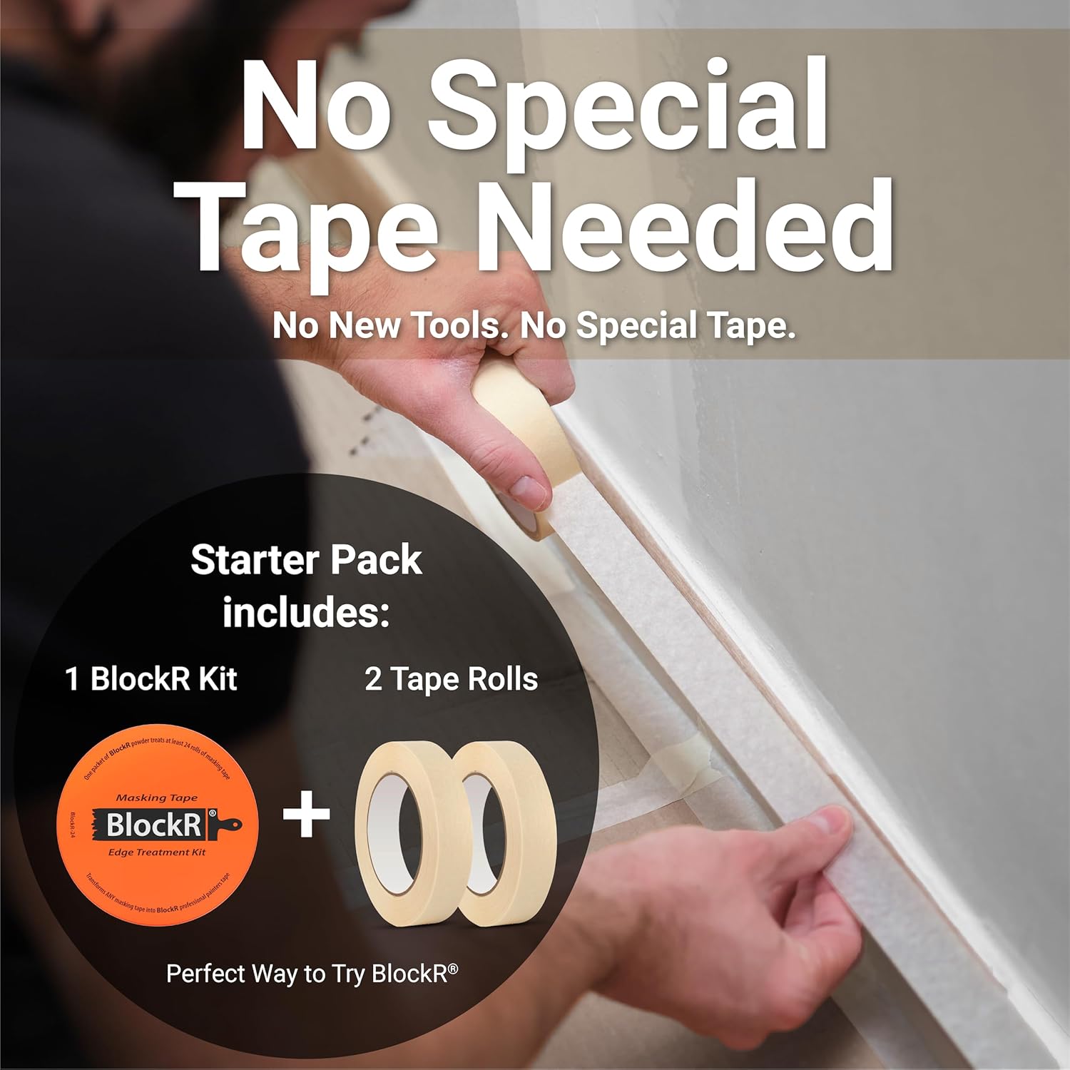 GPG2 BlockR Starter Pack, Edge Treatment Kit with 2 Paper Masking Tapes, Get Clean Paint Lines with Any Tape, 40+ Treatments