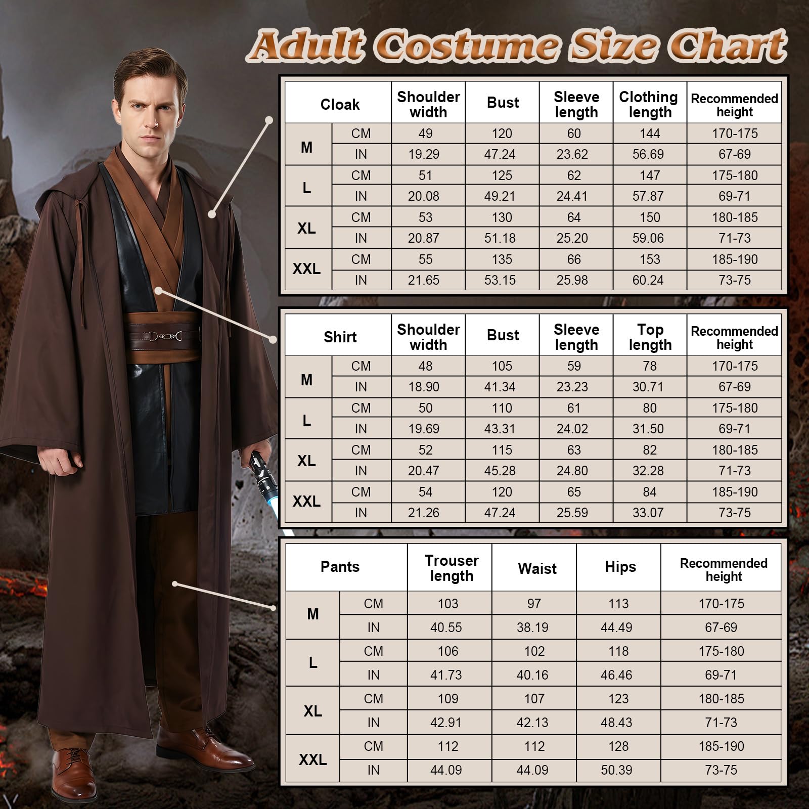 Aitsite Je-d Kostüm Erwachsene, Robe Erwachsene mit Blau Rot Lightsaber, Hoodies Robe Karneval Halloween Cosplay Kostüm für Erwachsene Jungen