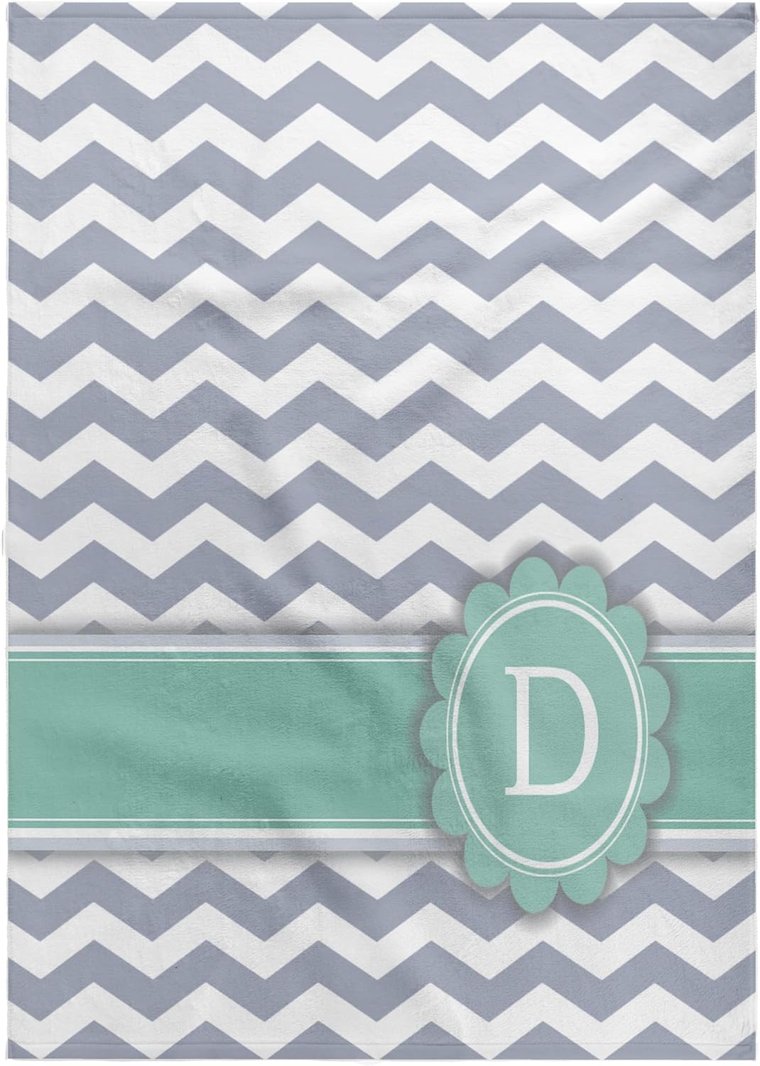 3dRose Letter D Monogrammed on Grey and White Chevron with Pastel Teal Mint Gray Zigzags Personal Zig Zags 22x30 Bath Hand Pool Towel