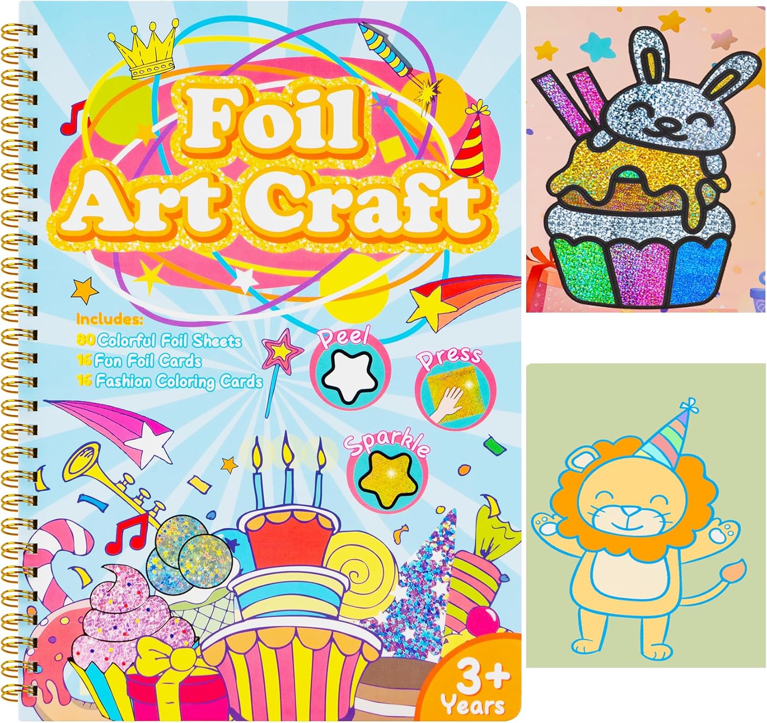 ilauke Art Craft Activity for Kids, No Mess DIY Creative Birthday Foil Art Kits, 2-in-1 Creative Travel Book for Girls Age 4-9, Idea Stuffers Valentines Gifts for Girls Boys, Travel Activities