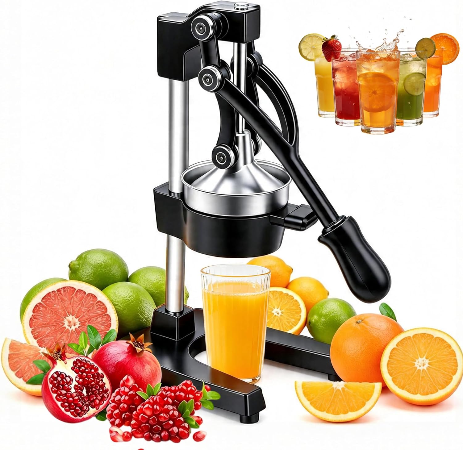 Cast Manual Citrus Juicer, Easy to Operate and Clean, Manual Hand Press Juicer, Suitable for Home Kitchens or Commercial Use