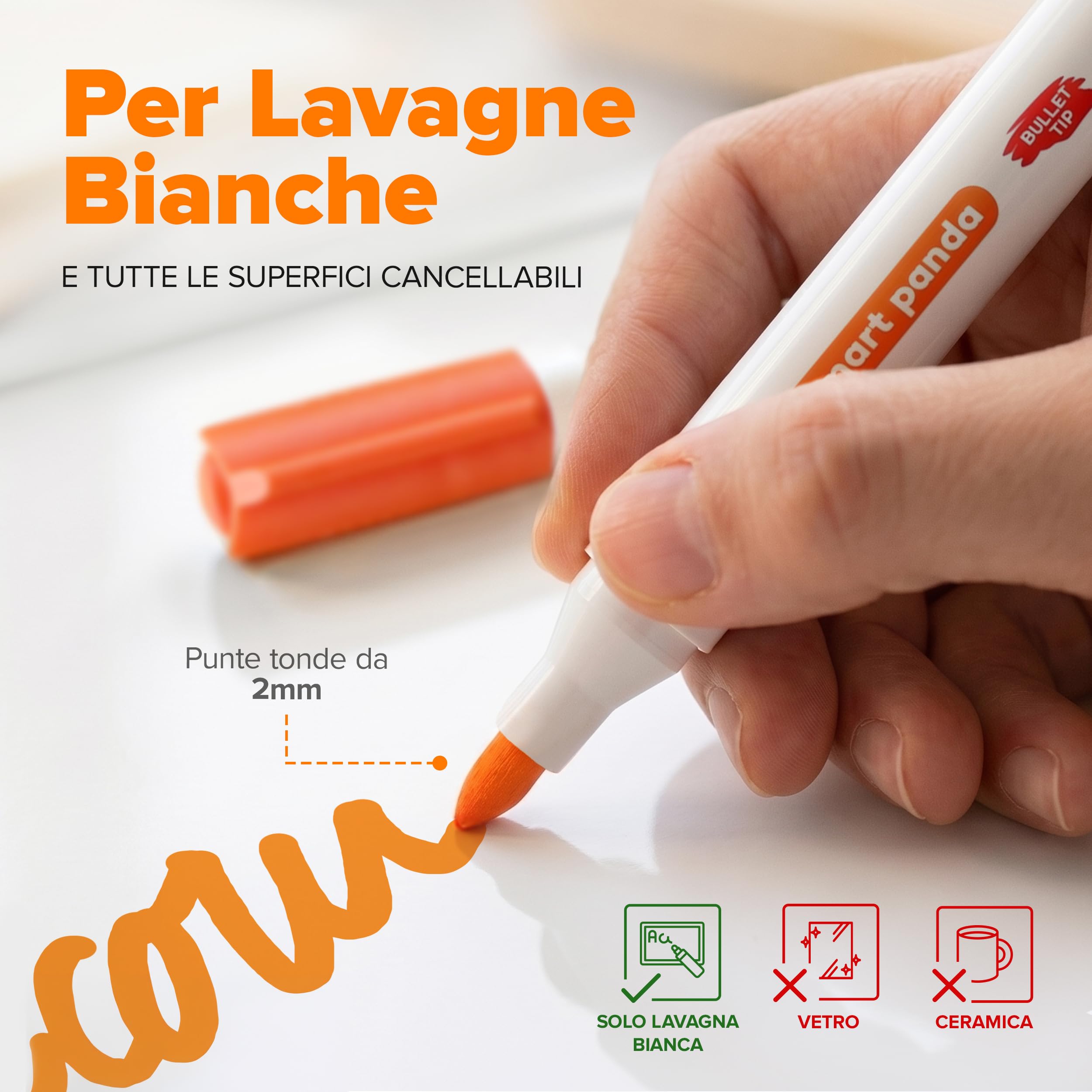 Smart Panda 5 Pennarelli per Lavagnette Cancellabili a Proiettile Subito Asciutti