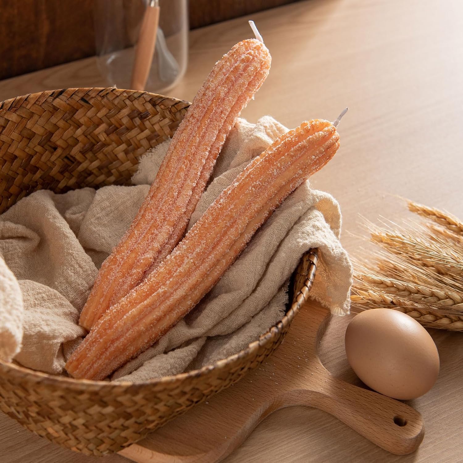 Churros Taper Vegetable Wax Candles Set for Home Decoration Crafts Arts(2pcs/Pack)