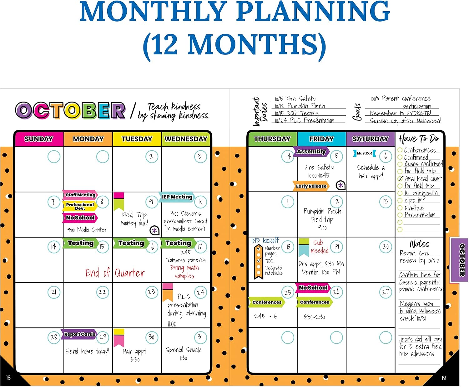 Carson Dellosa Kind Vibes Teacher Planner 2026-2027, Undated 8" x 11" image 5