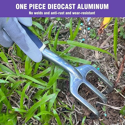 Miniatura 5 de Juego de herramientas de jardinería, 9 piezas de herramientas de jardín de aluminio resistentes con asas antideslizantes y bolsa de herramientas