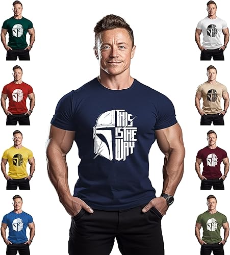 Miniatura 3 de ReedCA This is The Way - Mens Bodybuilding T-Shirts Fashion Workout Fitness Tee Slim Fit Gym Muscle Short Sleeve