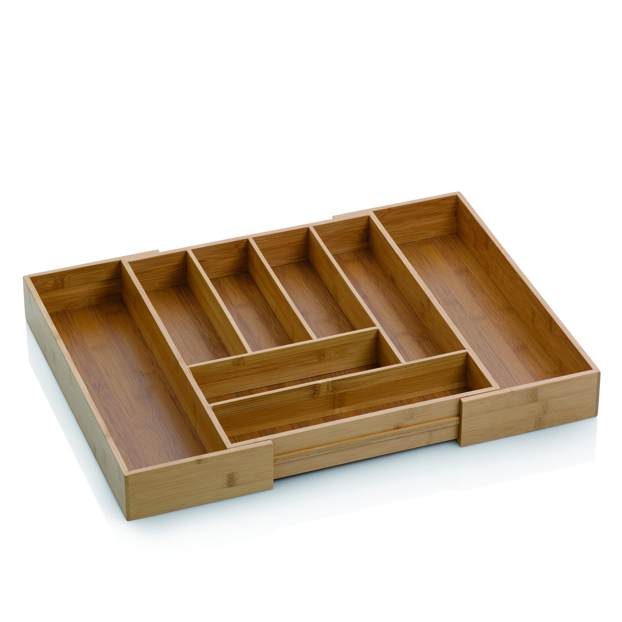 kela bamboo cutlery tray for drawers 35, 58 x 43 x 6.5 cm, extendable, drawer insert with 6 or 8 compartments, KALMA