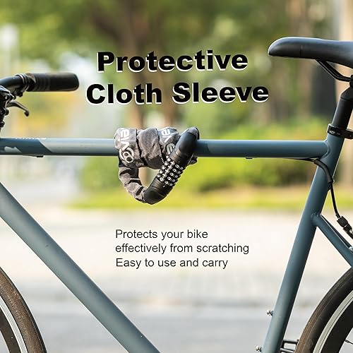 Miniatura 6 de Via Velo Candado de cadena para bicicleta, combinación reiniciable de 5 dígitos, cerradura antirrobo de bicicleta resistente, cerraduras de