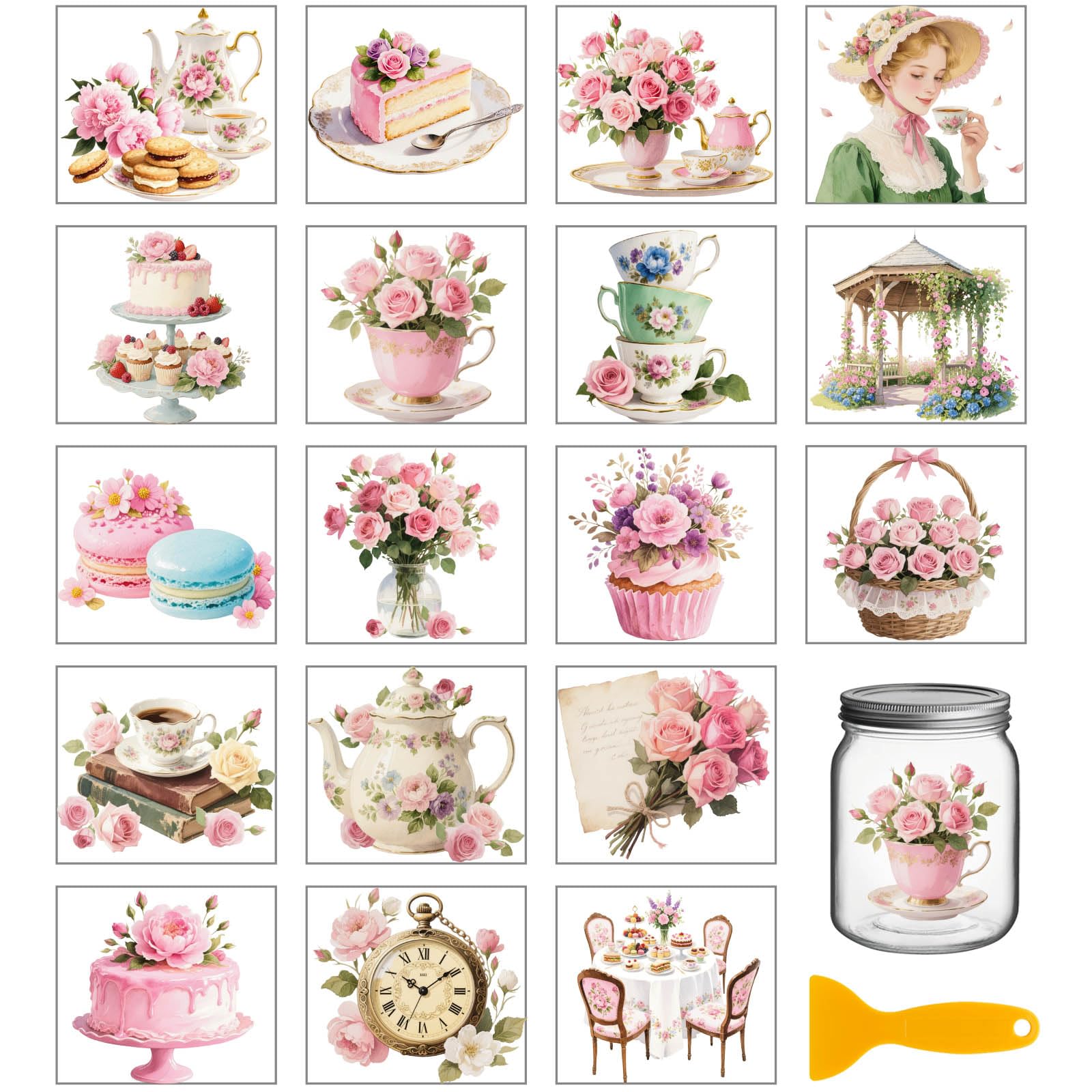 Stickers UV DTF pivoines roses pour décorer vos tasses à thé