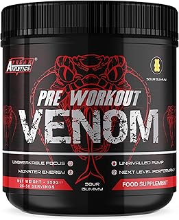 Pre Workout Venom 'Sour Gummy' - Pump Pre Workout Supplement by Freak Athletics - Elite Level Pre Workout Supplement - Pre Workout Powder Made in The UK - Available in Sour Gummy