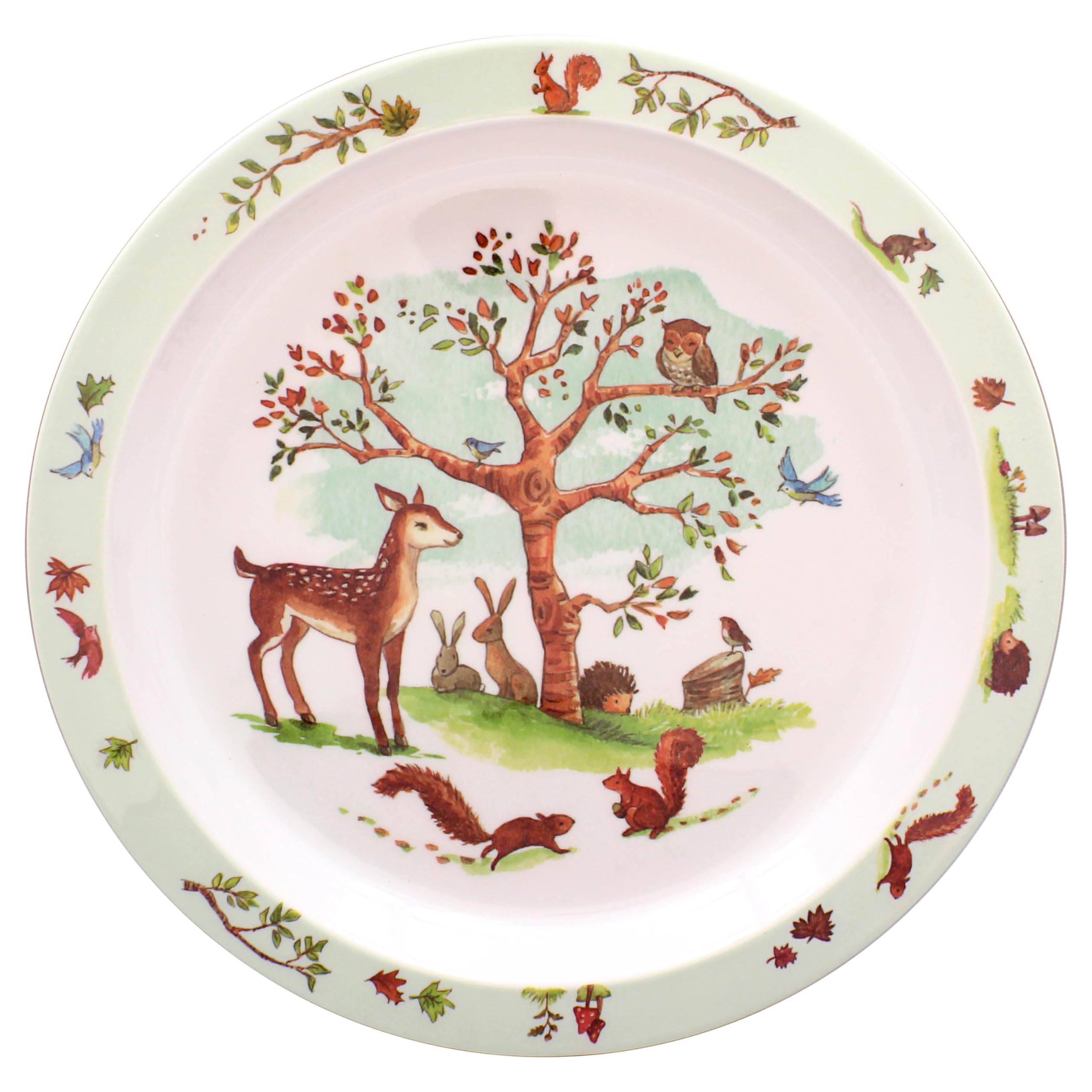 Forest Friends Plate Kids Dinnerware Woodland Animal Deer Squirrel Rabbit Design