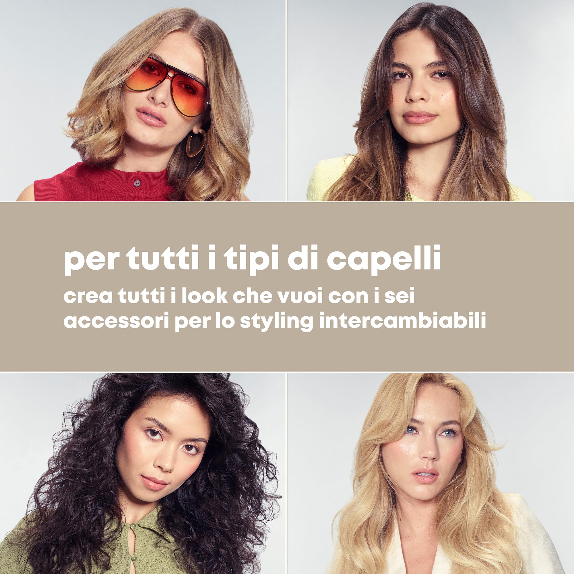 REVAMP Progloss Airstyle Spazzola ad Aria 6 in 1 - Getto Ionico | Phon, Spazzola Rotante, Arricciacapelli, Diffusore, Accessori Intercambiabili, Calore Regolabile