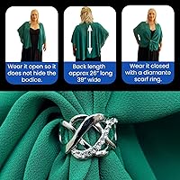 Vista 3 de Conjunto de chal de noche para mujer y anillo de bufanda plateada, capa de gasa transparente