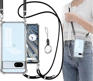 Google Pixel7a ケース グーグルピクセル7a カバー [ストラップ2枚付き] 調節可能な ショルダー 肩がけ 首掛け 紐/ストラップホール付き 薄型 透明 PC + 軽量 シリコン TPUバンパー [耐衝撃 ワイヤレス充電 傷防止 全面保護 米軍MIL規格 防指紋 カメラ保護] スマホケースPixel 7a 5G(クリア)