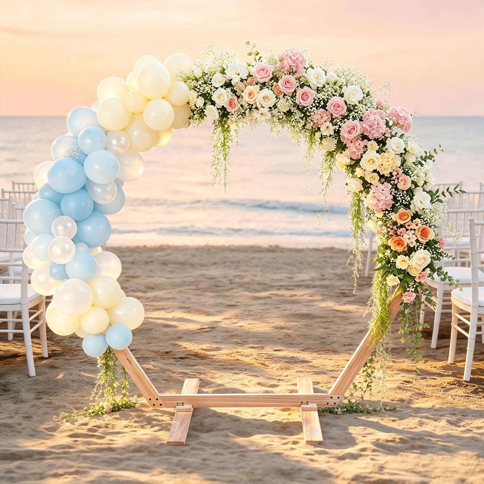 Arco nuziale esagonale in legno, 2,15 m x 1,85 m