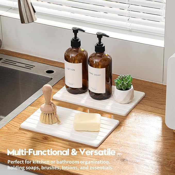 Organizador de Piedra Absorbente para Lavamanos y Cocina Razborci, Blanco miniatura 2