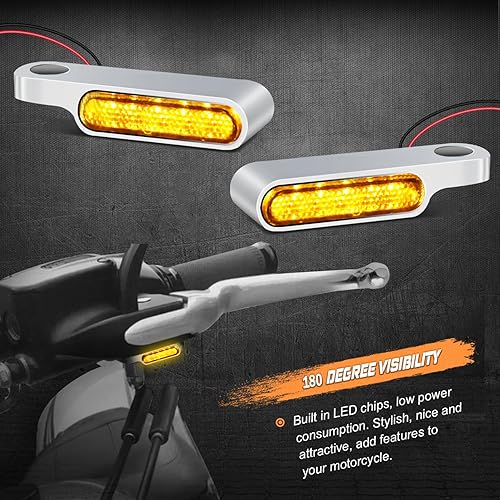 Miniatura 2 de NTHREEAUTO Señales de giro LED para manillar, mini intermitentes de motocicleta, luz de marcador frontal compatible con Harley Sportster Dyna Honda