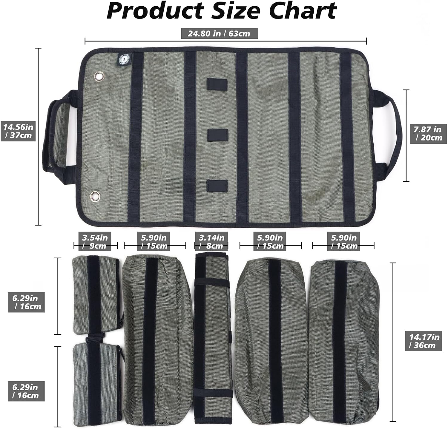 Gabil Antenna Roll Bag for Ham Radio – GR-ARB01 Brown | 1680D Water-Resistant Organizer for Coils, Whips, Tools | Lightweight, Durable, Modular Pockets