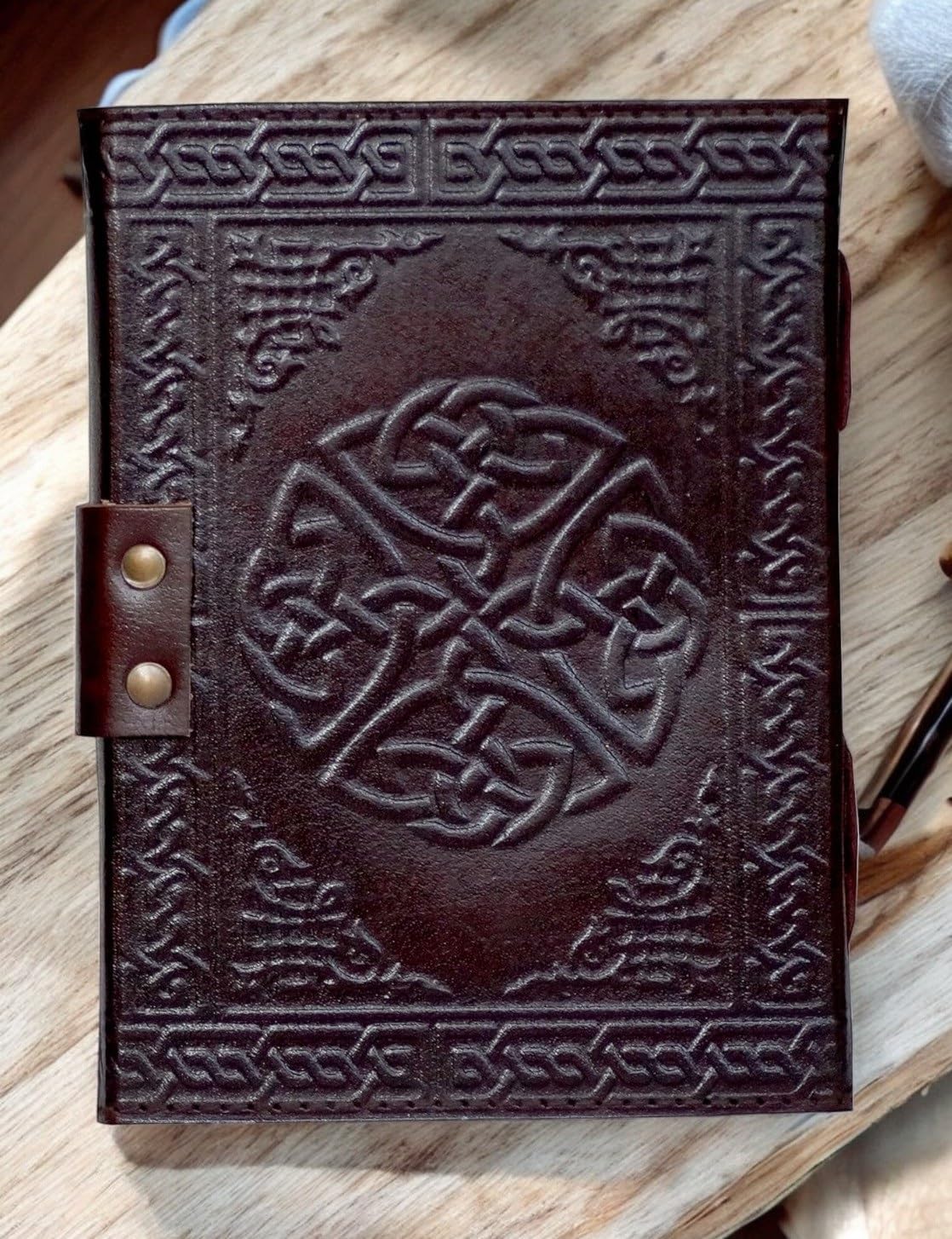 Handmade Superman Sign Embossed Leather Journal Notebook Unlined Paper, Brown Diary Notepad Gift Travel Notebook Journal , Sister Mom Gifts For Her College Gifts , Gratitude Present Unique Gifts, Graduation Gifts , Novelty Gifts , Birthday Gifts 7 x 5 Inches (Brown) - Image 3