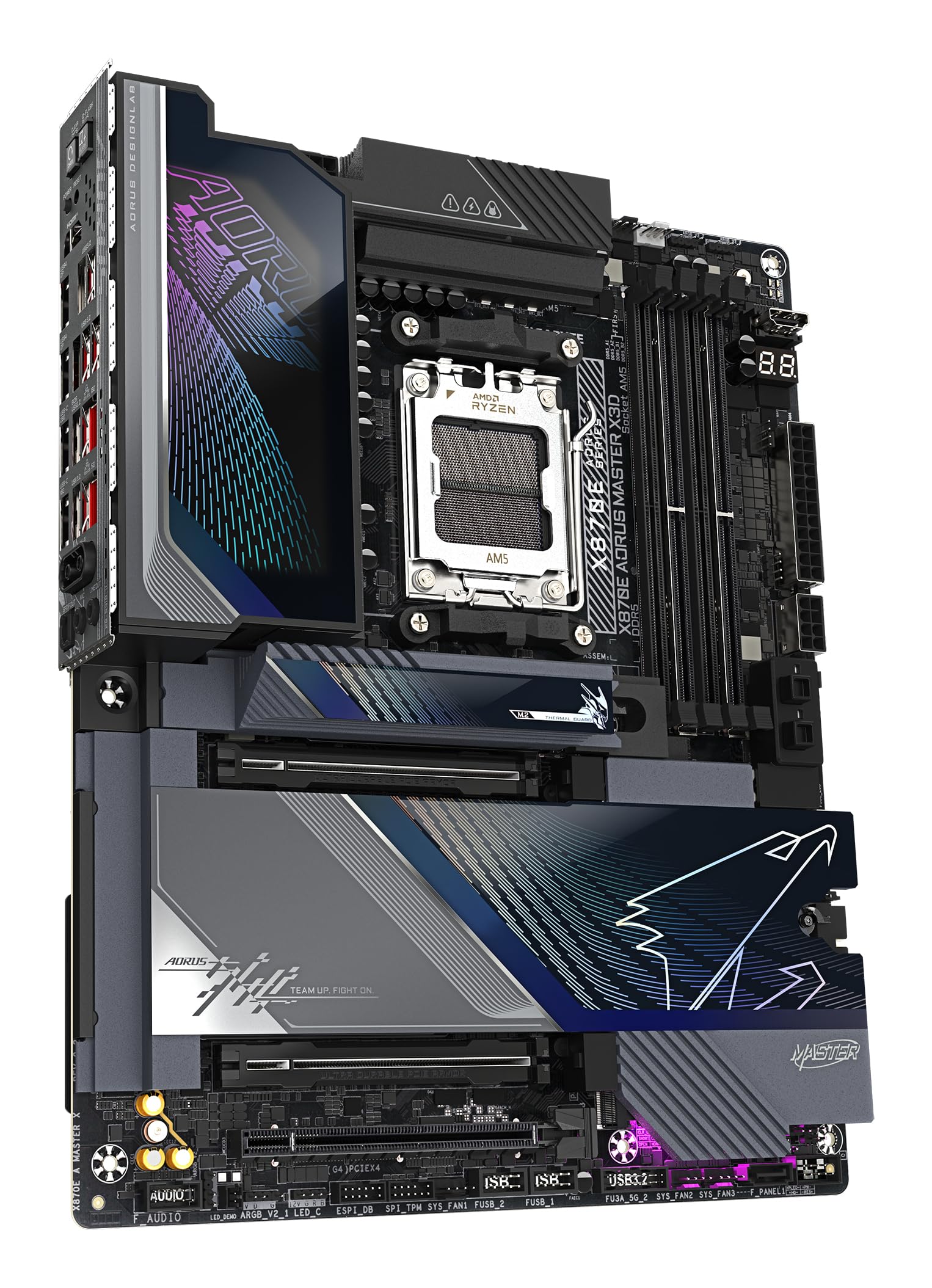 GIGABYTE Płyta główna X870E AORUS MASTER X3D - obsługuje procesory AMD Ryzen 9000, 18+2+2-fazowy cyfrowy VRM, do 9000 Hz DDR5 (OC), 2xPCIe 5.0 + 3 x PCIe 4.0, Wi-Fi 7, 10 GbE LAN, USB 4
