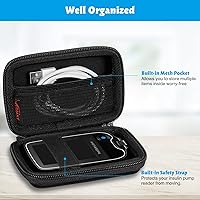 Vista 3 de Funda protectora rígida para Freestyle Libre 3 2 / Libre Reader, ligera, a prueba de golpes, funda de transporte para diabéticos con clip y asa Negro