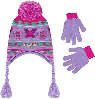 Concept One Disney Encanto Beanie and Gloves Set, Adult Peruvian Knit Cap with Tassels and Matching Mittens, Multi, One Size, Multi, One Size