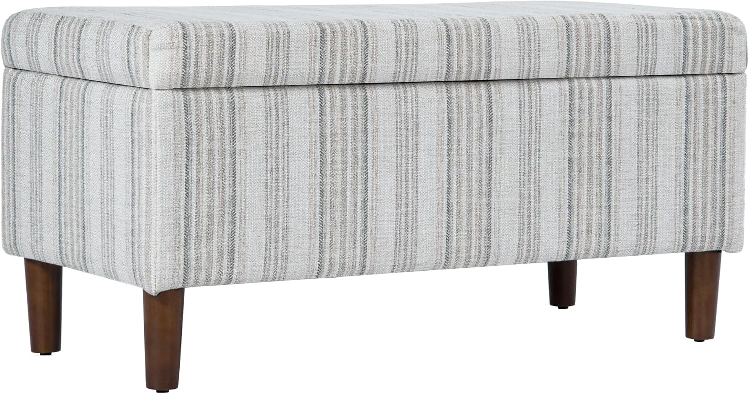 HomePop Malmo 36" Storage Bench - Gray Striped Pattern
