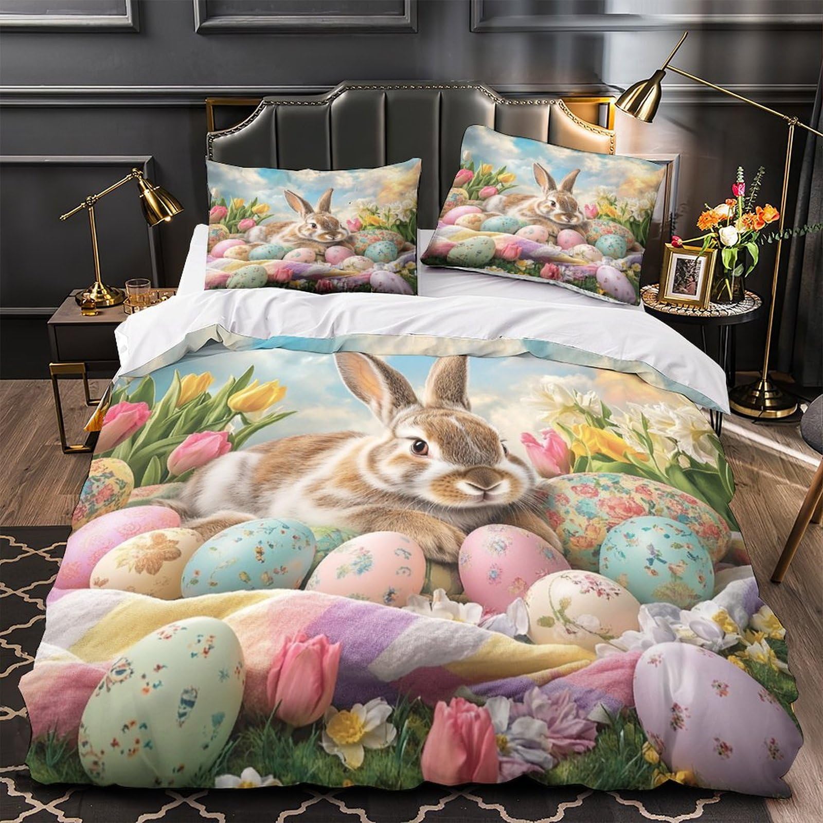 Parure de lit Aigle 3D contre les draps rêches : housse de couette zippée microfibre 260x220