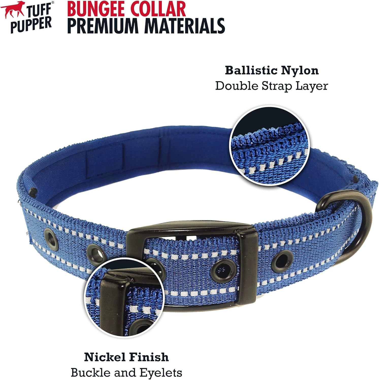 Reflekt Dog Leash and (14-18’) Heavy Duty Dog Collar with Handle - 3M Stitching, Blue