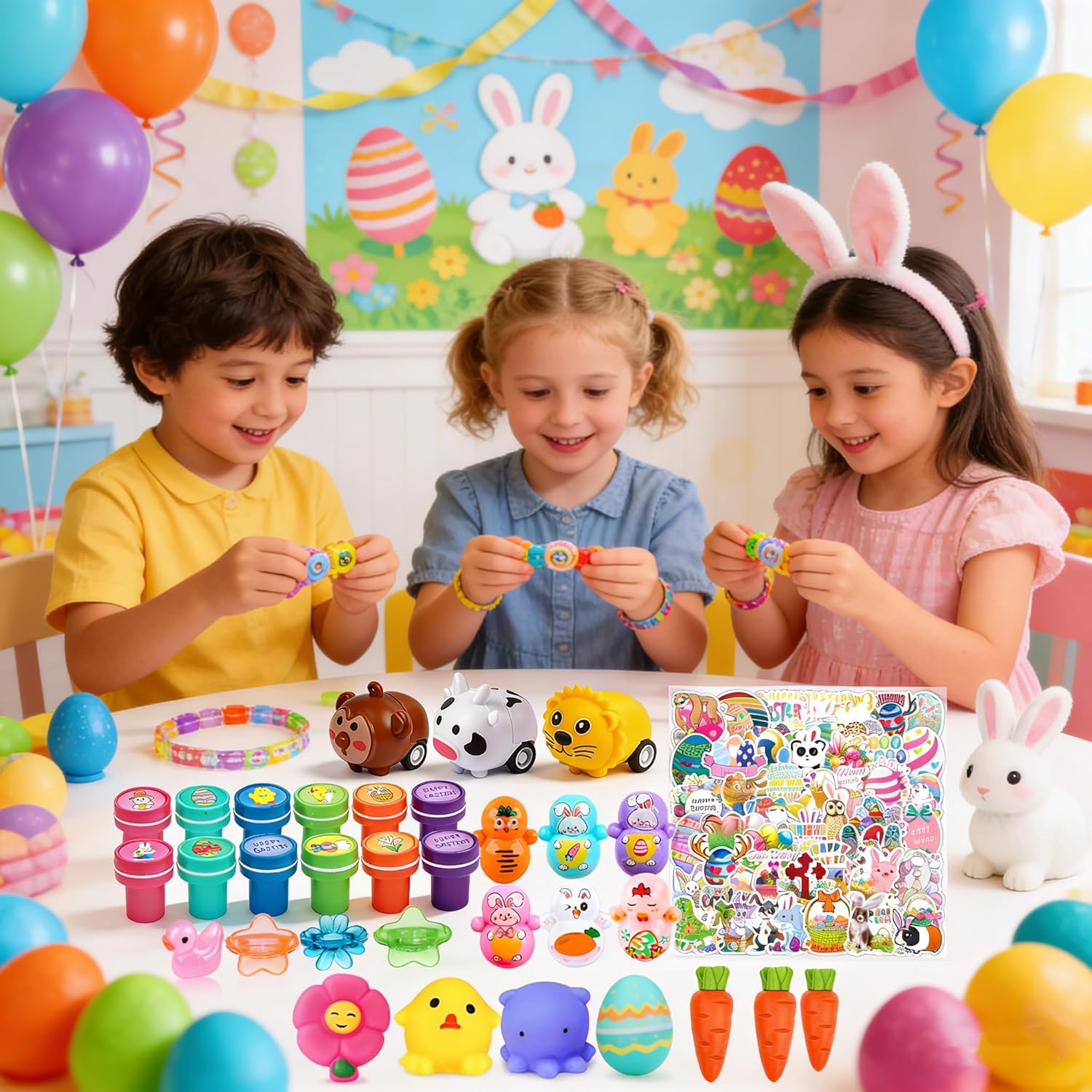 132 Pcs Easter Egg Fillers, Easter Basket Stuffers for Kids Toddlers Boys Girls, Easter Party Favors Bulk Small Toys,Easter Eggs Hunt,Easter Gift Goodie Bags Stuffers Filling Treats Classroom Prizes