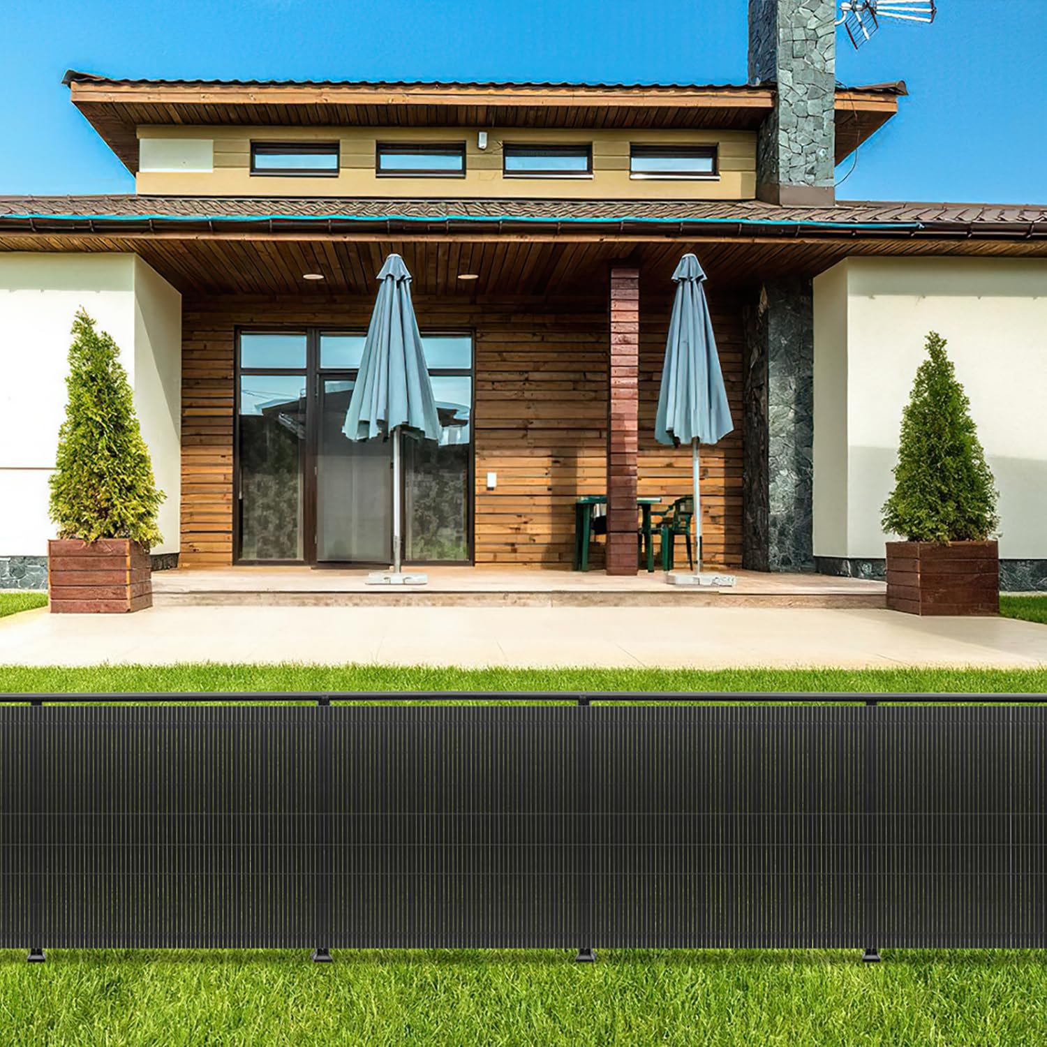 Lot de 2 tapis brise-vue en PVC - 160 x 500 cm - Coupe-vent - Design triple renforcé pour jardin, balcon, terrasse - Clôture brise-vue résistante à la moisissure - Avec sangles de serrage -