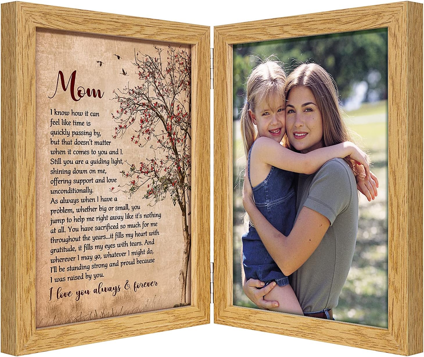 kullder Mom Gift from Daughter Son for Christmas, Birthday, Mother's Day Poem in Frame Personalized Picture Frames for Mom Double 5x7 Hinged Photo Frame Gifts for Best Mother