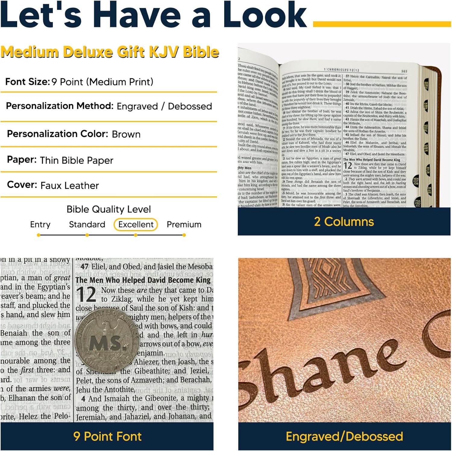 Personalized KJV Deluxe Holy Bible Honey Brown Faux Leather Medium Print Size with Heat-Debossed Celtic Cross Design | Custom with Name, Date or Text | Gift for Christian & Religious Celebrations