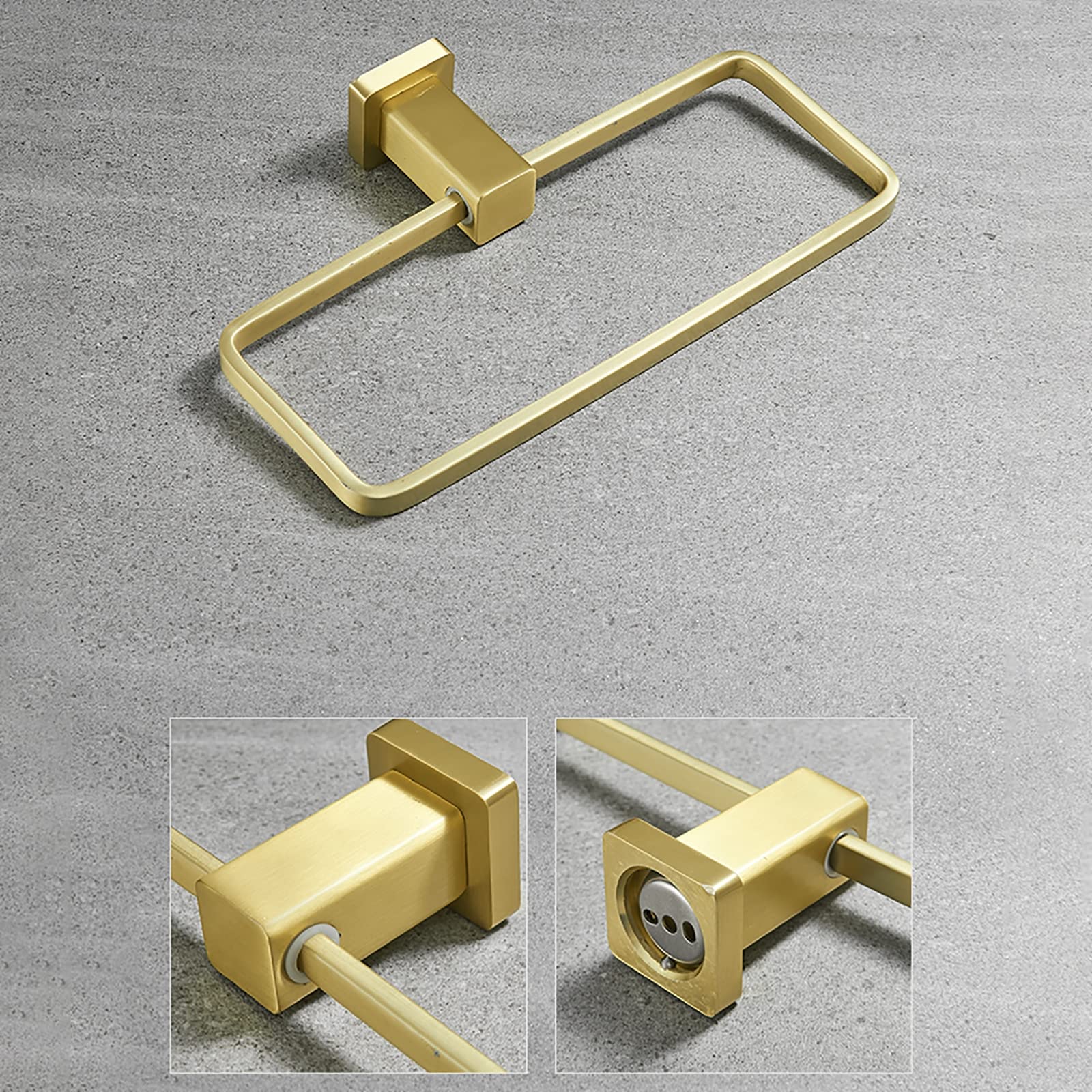 Toallero de aro para Pared, de Aluminio y Nogal, para baño, Cocina y Aseo Innovate