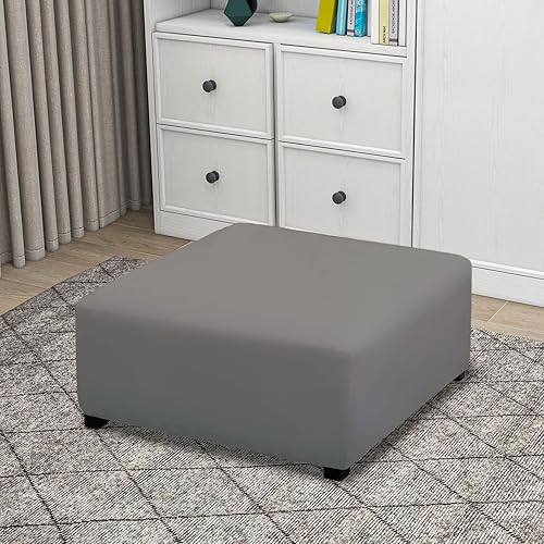 Vista 132 de PureFit Funda otomana rectangular de ajuste suave superelástica, para taburete de pies y muebles de almacenamiento plegables para sala de estar