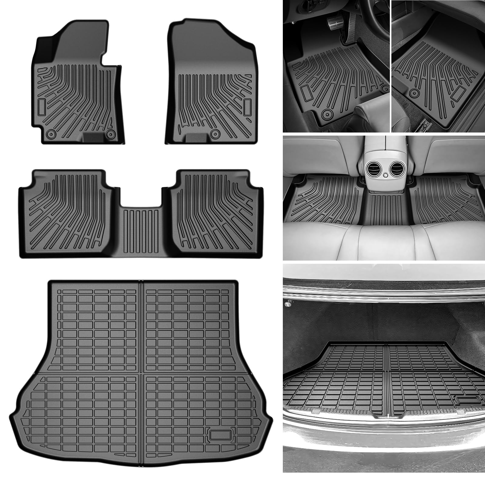 Elantra Floor Mats - Car Mats for Hyundai Elantra 2011-2016, All Weather Floor Mats and Cargo Liner for Elantra Accessories, Heavy Duty Rubber Mats, Car Accessories