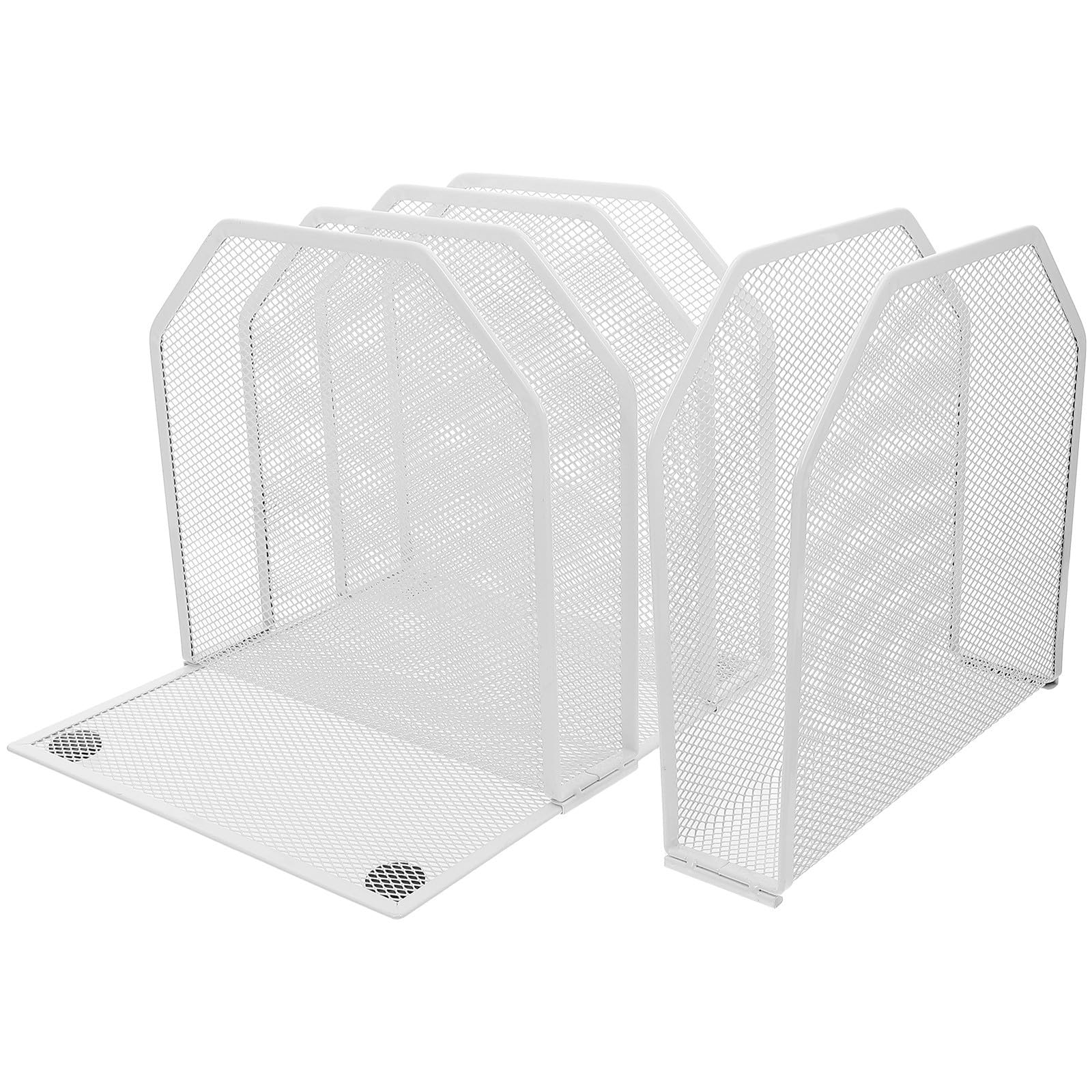 Zerodeko Organizador de Escritorio Metálico Blanco Diseño Compacto y 5 Secciones Desmontables para Almacenamiento en Oficina y Hogar