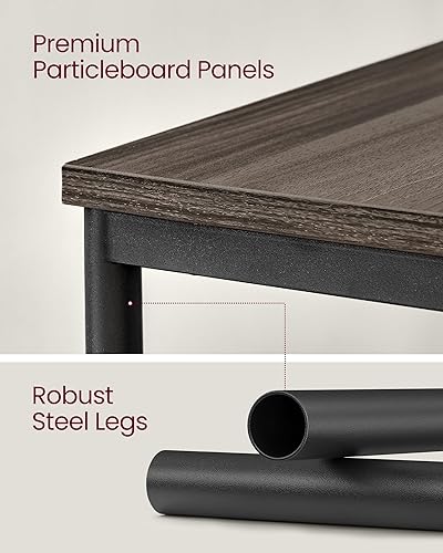 Miniatura 7 de VASAGLE Juego de 2 mesas auxiliares, mesa auxiliar pequeña, mesita de noche para sala de estar, dormitorio, oficina, baño, marrón castaño y negro