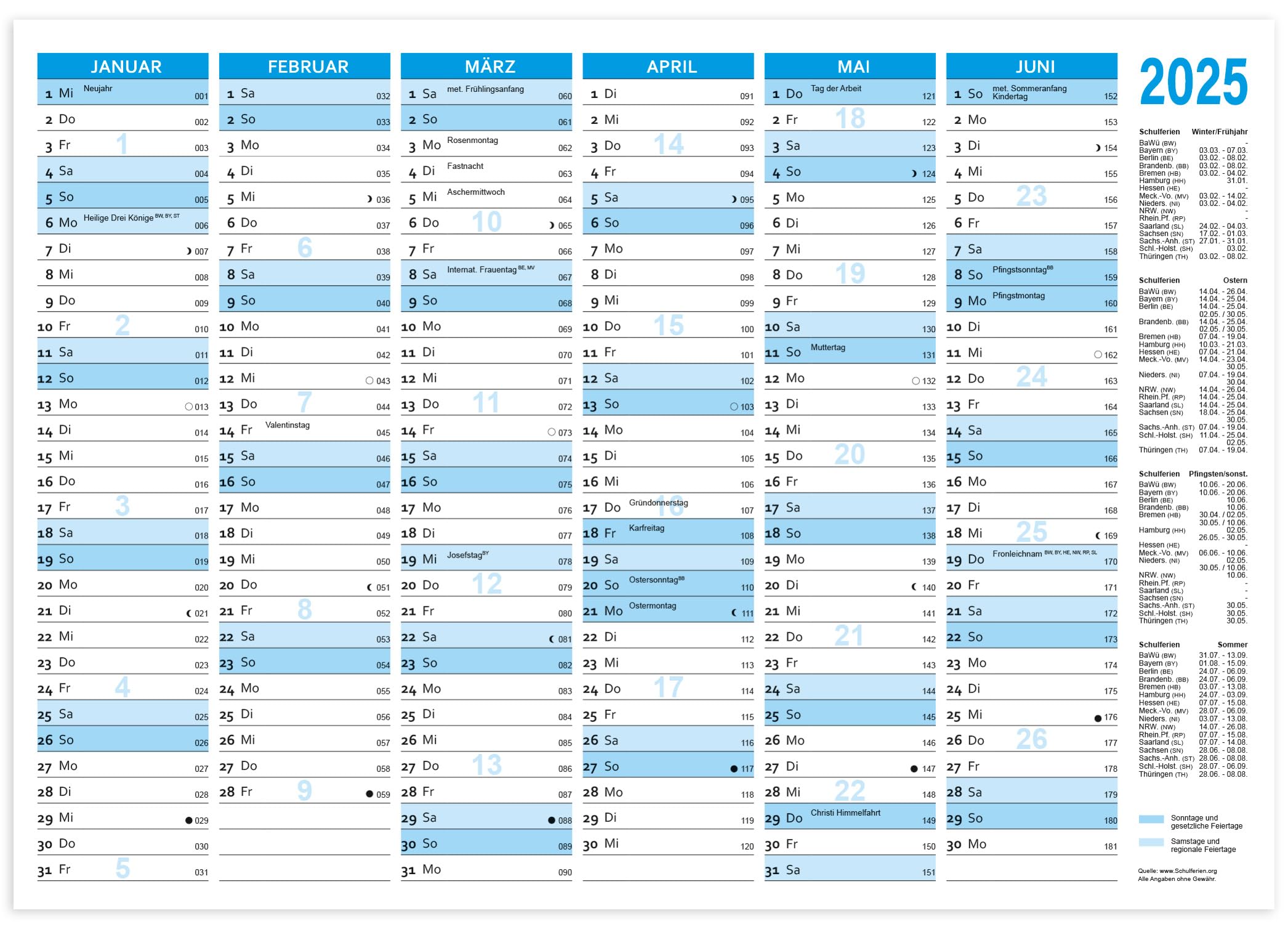 RNKVERLAG 2911/25 - Tafelkalender 2025 im DIN A5 Format quer, 25