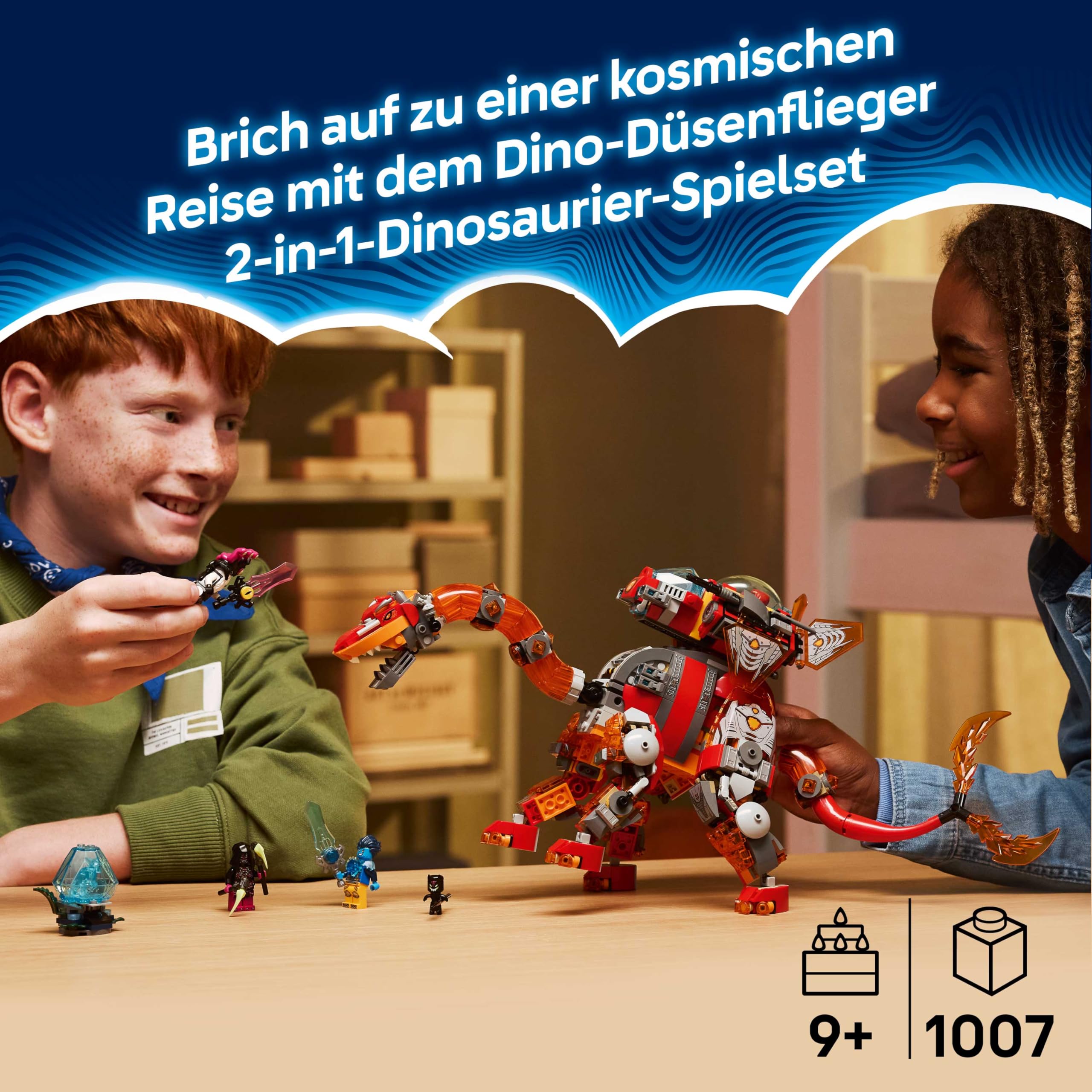 LEGO DREAMZzz 2in1 Dino-Düsenflieger - Dinosaurier Spielzeug verwandelbar in Stegosaurus - inkl. 4 Minifiguren und 2 sammelbaren Schatz-Kreaturen - Geschenk für Jungen ab 9 Jahren - 71514