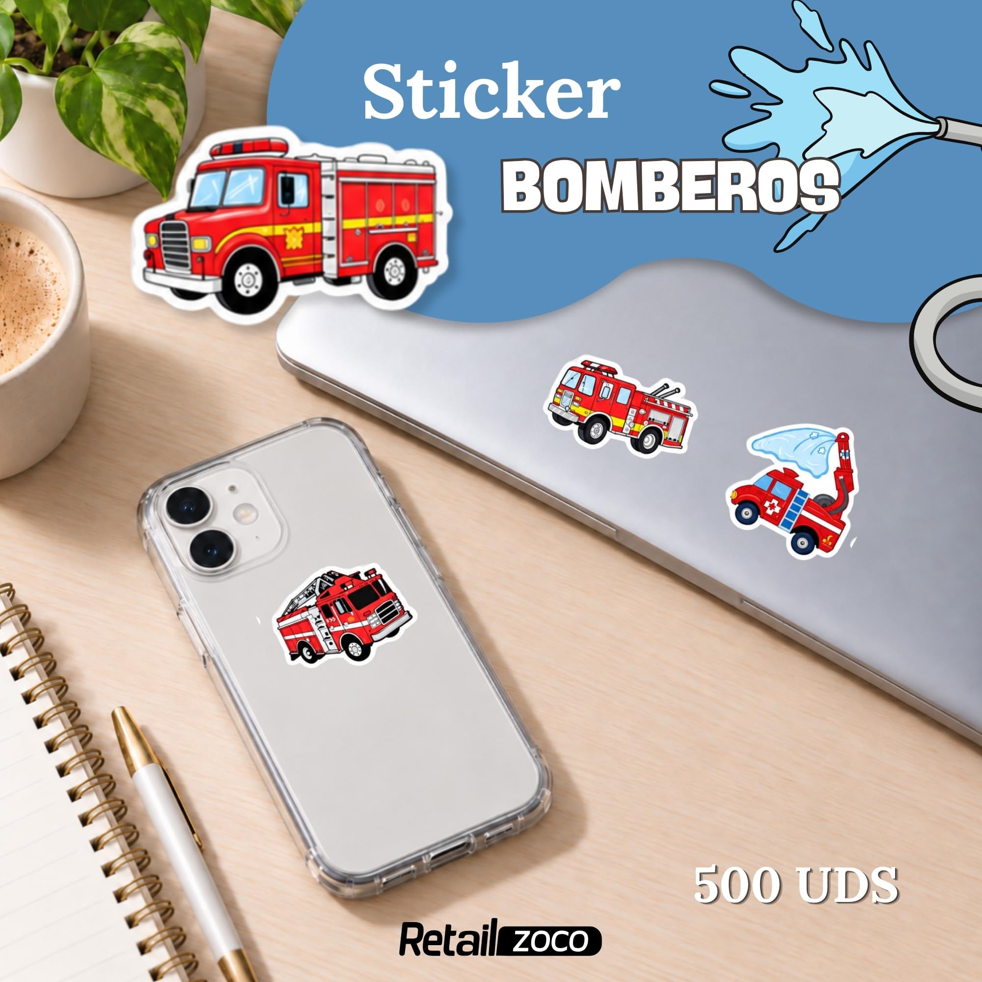 Rollo Pegatinas Oficio Bombero para niños, Profession stickers, 3 Unidades - imagen 2