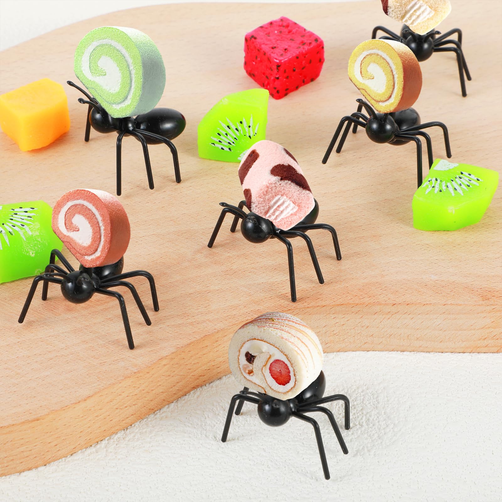 36 forchette da frutta, formiche, stuzzicadenti, frutta, dessert e formiche, riutilizzabili, per feste di compleanno, Halloween, decorazioni per snack e dolci
