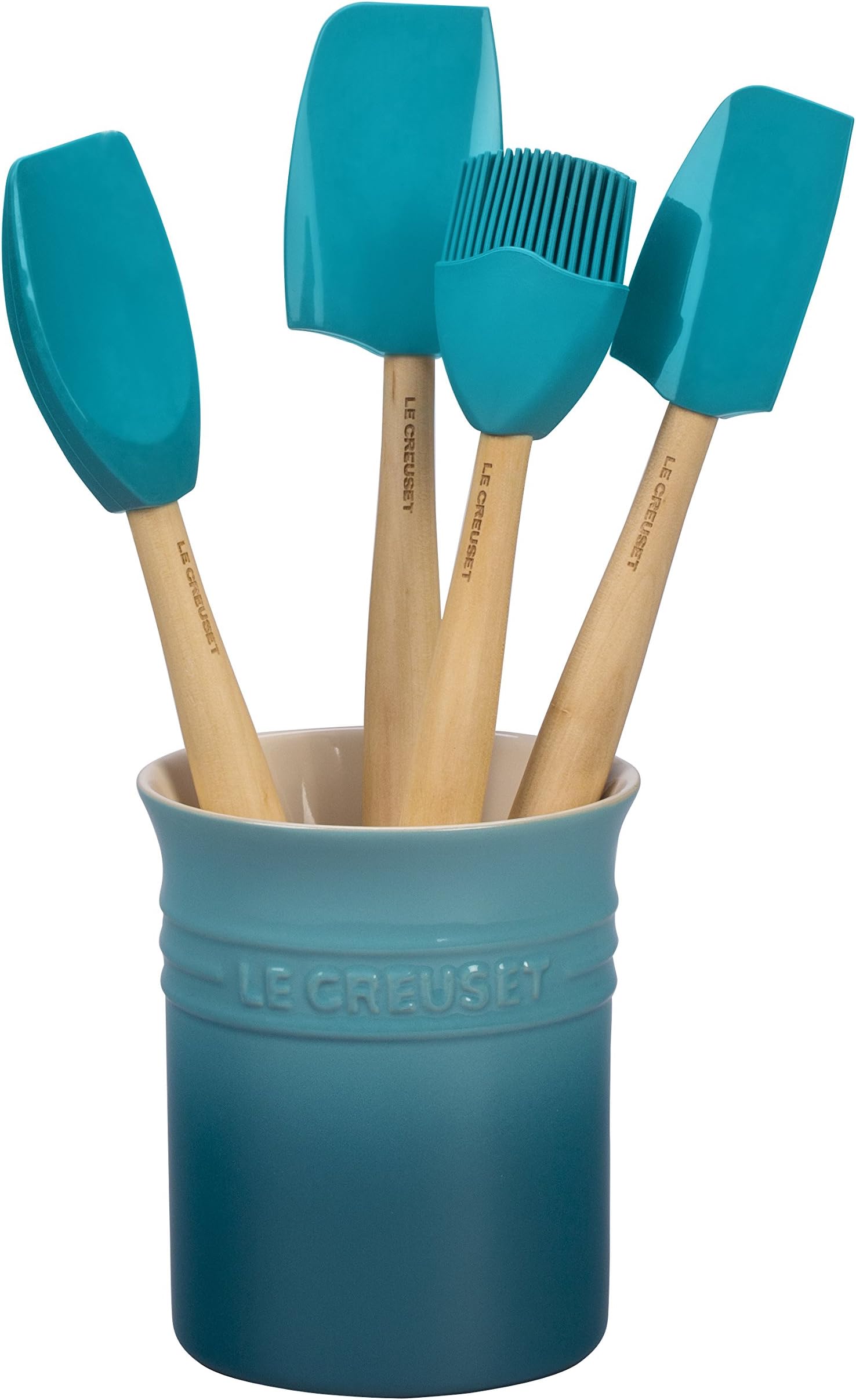 LE CREUSETSilicone Craft Series Utensil Set with Stoneware Crock, 5 pc., Caribbean
