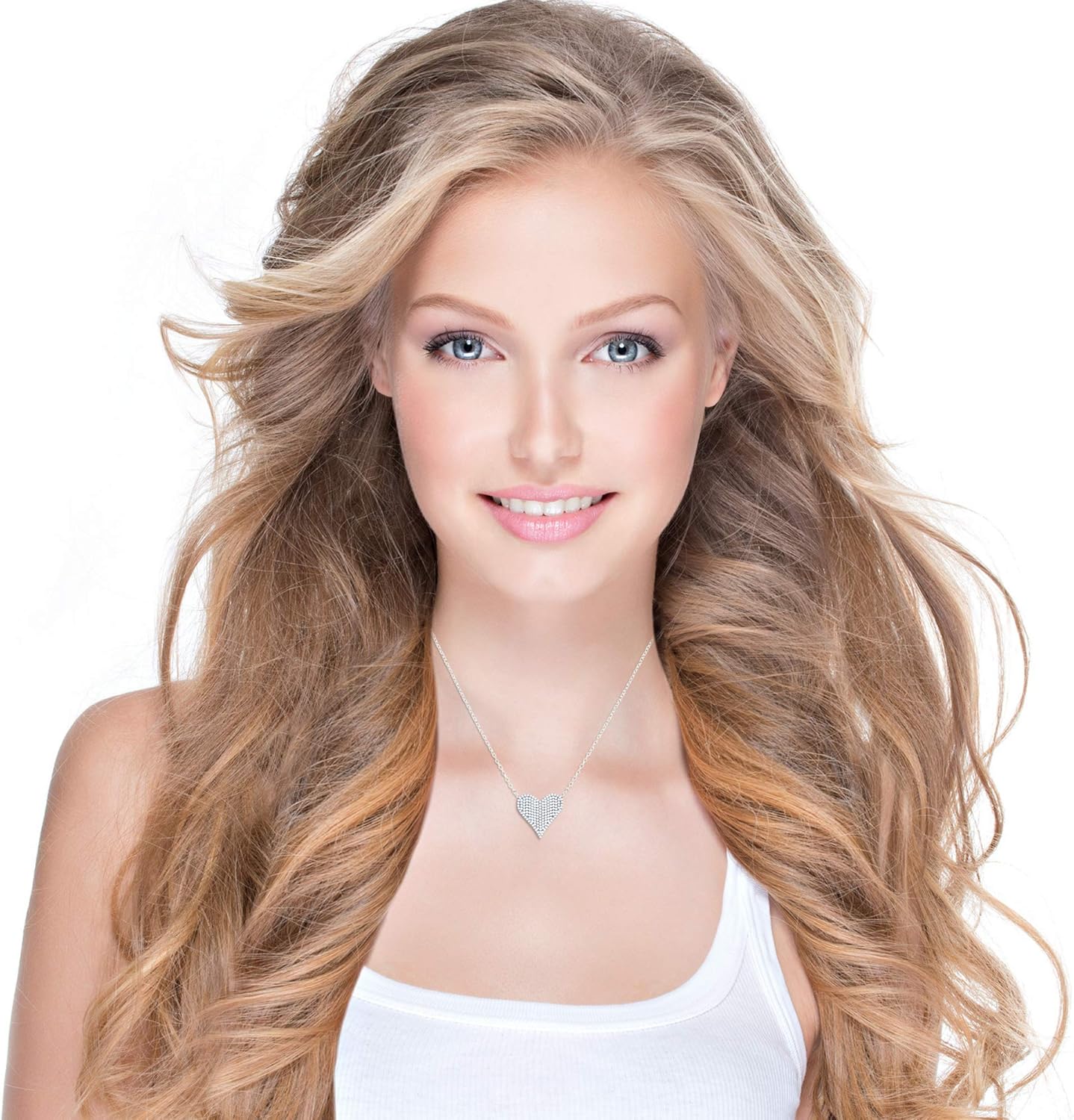 Beaux Bijoux Sterling Silver Heart Necklace for Women Cubic Zirconia Micro-Pave Heart Shaped Pendant Necklace for Women - Image 2