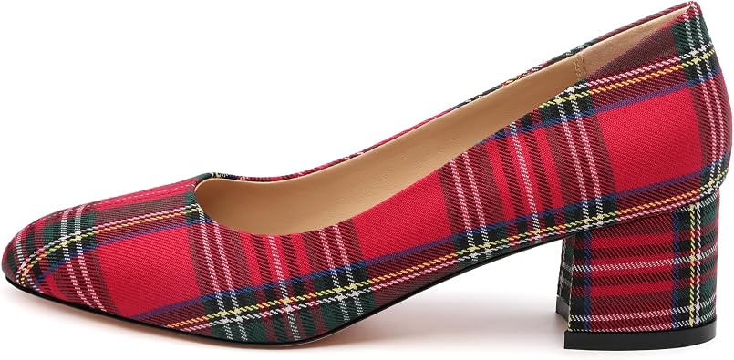 SKYSTERRY Women's Low Heel Dress Pumps Shoes 2 Inch | Low Chunky Block Heel Pumps, Closed Round Toe Heels, Patent Leather Office Work Wedding Pumps Shoes