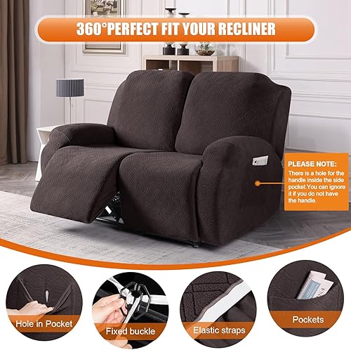 Vista 158 de VANSOFY Funda para silla reclinable, 3 piezas, fundas elásticas para silla reclinable, funda suave para silla reclinable, protector de muebles