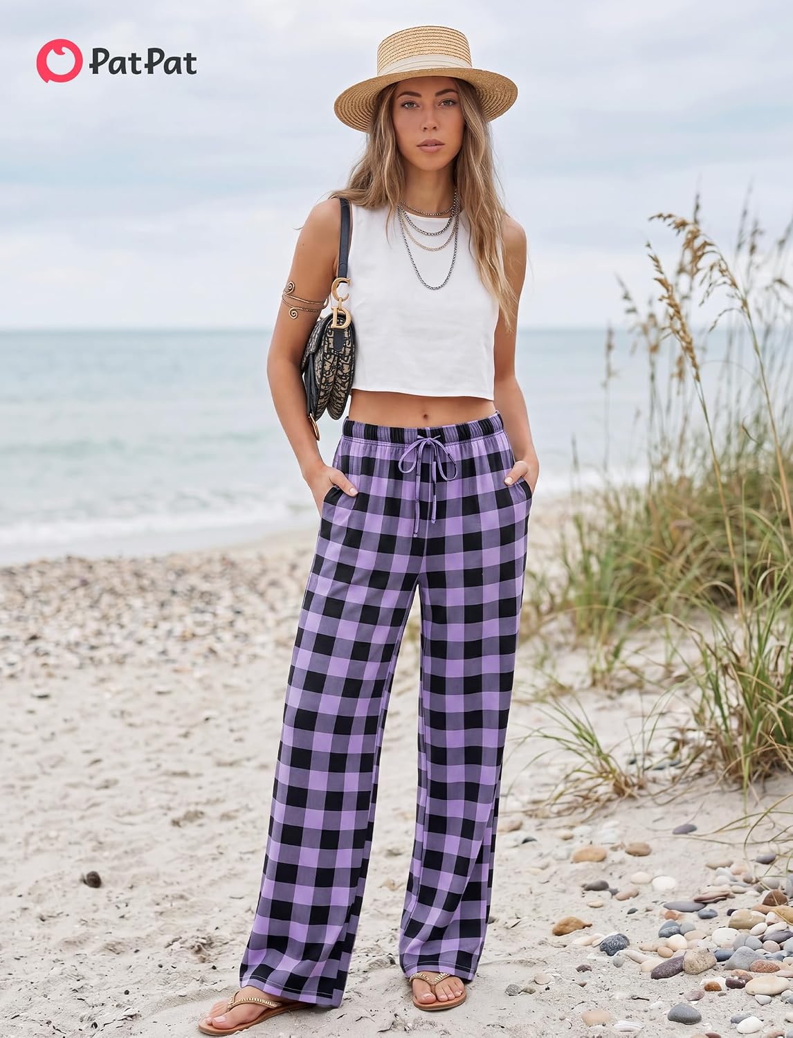 PATPAT Plaid Pajama Pants Women, Stretch Wide Leg Pants, Comfort & Fashion image 5